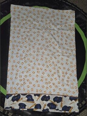 Baseball Print Pillowcase Cover with Navy Helmet Border